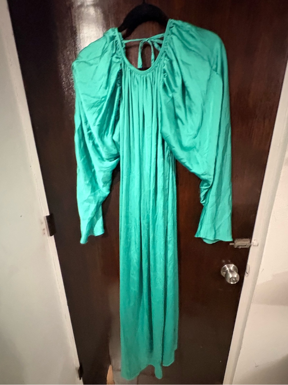 Bundle 2 for $30. NWT ASOS Teal Maxi Dress with Tie-Back and Billow Sleeves.